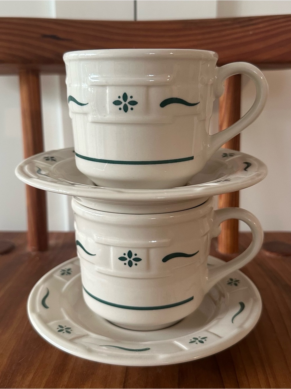 Set of 2 Longaberger Pottery Mug Cup and SauceWoven Traditions Classic